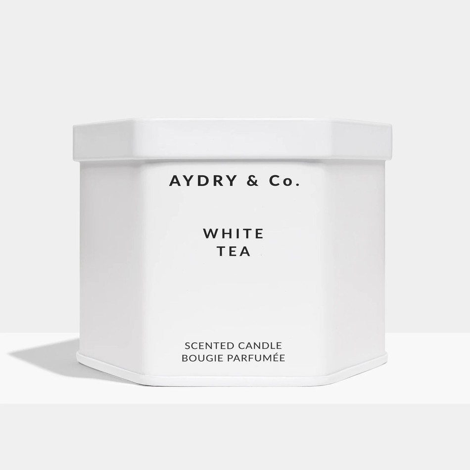 AYDRY & co.美國 白茶 WHITE TEA 簡約白色六角錫罐 7.5oz / 212g 香氛蠟燭